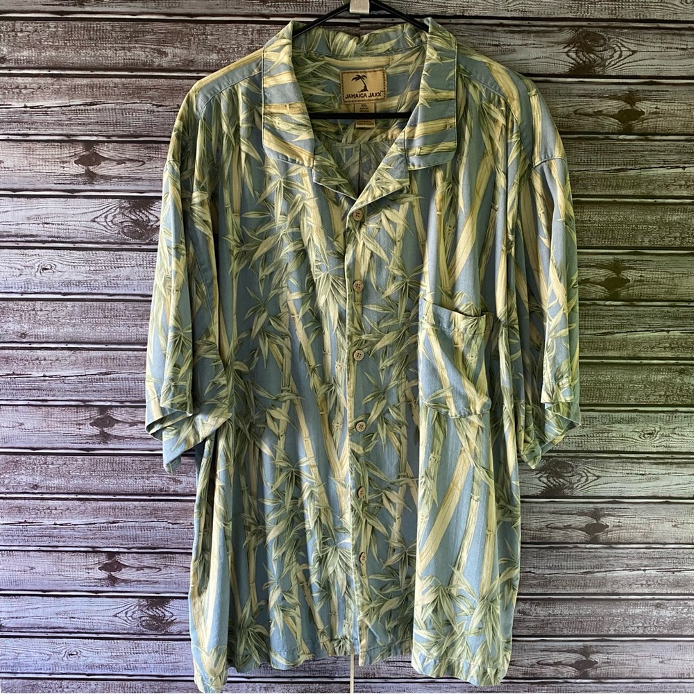 Jamaica Jaxx Men's 100% Silk‎ Short-Sleeved Button-Down Shirt Size XXL